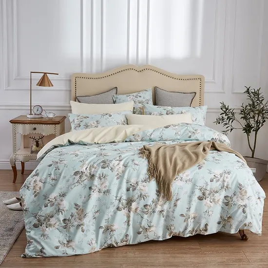 Conjunto de roupa de cama com capa de edredom de poliéster estampado em tecido doméstico chinês